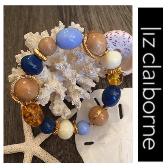 Vintage Liz Claiborne Stretch Bead Bracelet Wood - Picture 12 of 12